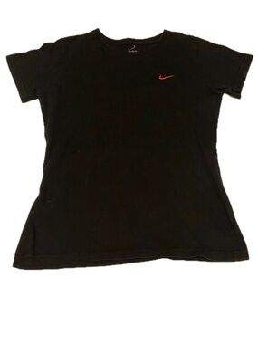 Nike Women's Black T-Shirt Pink Logo Casual Activewear Summer Athletic Tee